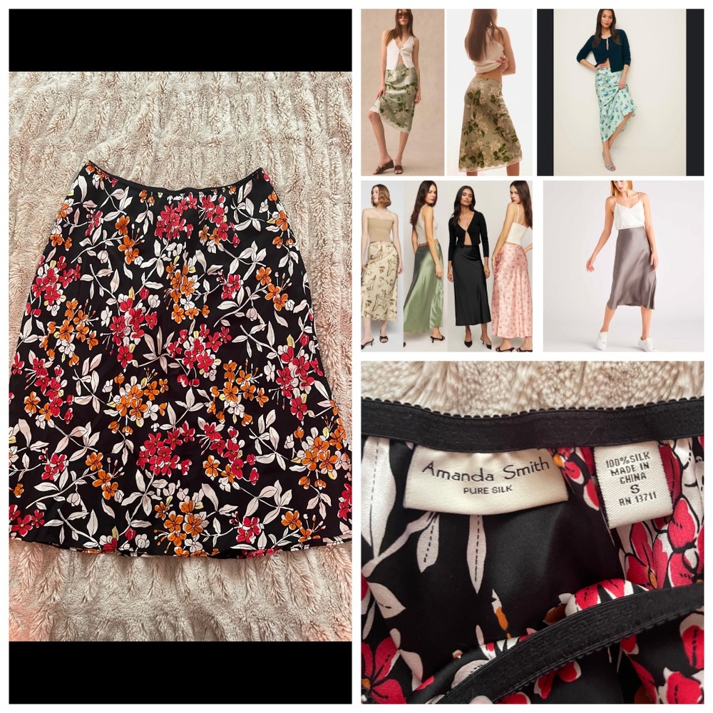 Amanda Smith pure silk midi skirt.